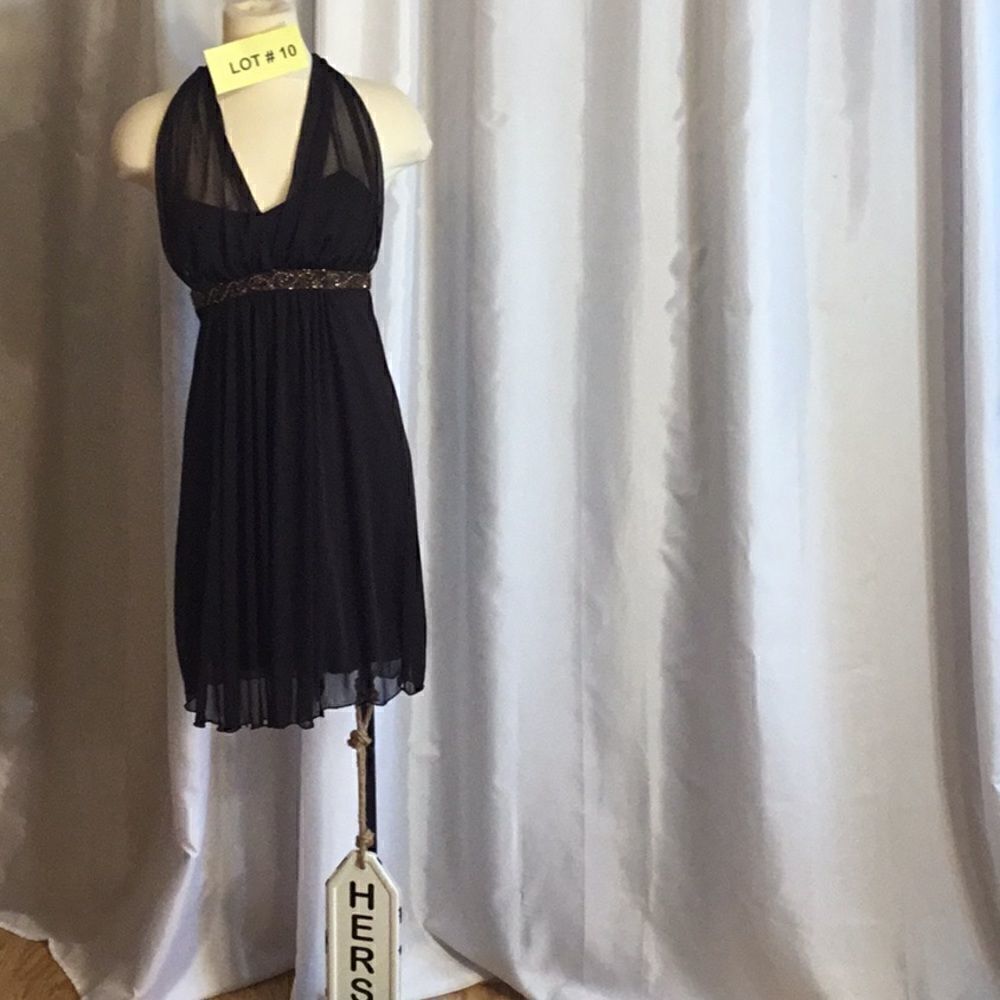 Halter dress in chocolate brown beaded front small